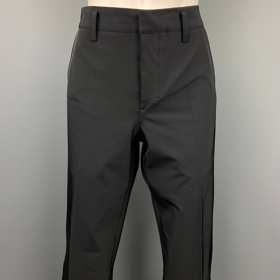 PRADA Size 10 Black Polyester Ankle Zipper Casual Pants