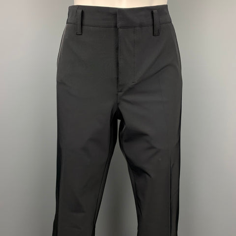 PRADA Pantalon décontracté à fermeture éclair à la cheville en polyester noir taille 10