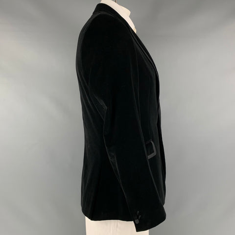 TED BAKER Taille 42 Manteau de sport à revers cranté en coton velours noir