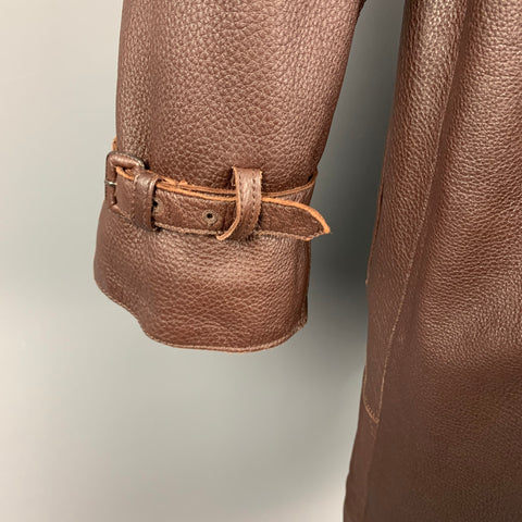 BOTTEGA VENETA Size 38 Brown Leather Hidden Snaps Coat