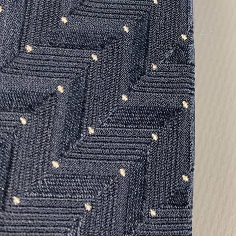 GIORGIO ARMANI Navy White Dots Silk Blend Jacquard Tie