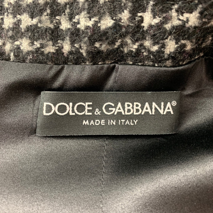 DOLCE & GABBANA Size 8 Black & White Houndstooth Virgin Wool Blend Jacket