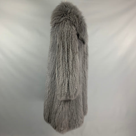 MUSEE D'UJI Size L Grey Knitted Fur Long Coat