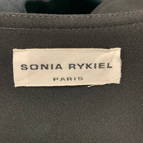 SONIA RYKIEL Size 4 Black Multi-Color Viscose Floral Snaps Dress