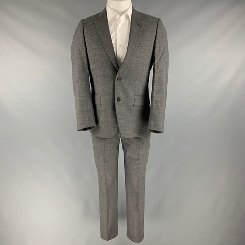 PAUL SMITH Taille Poitrine 38 Costume Gris Noir En Laine Basketweave