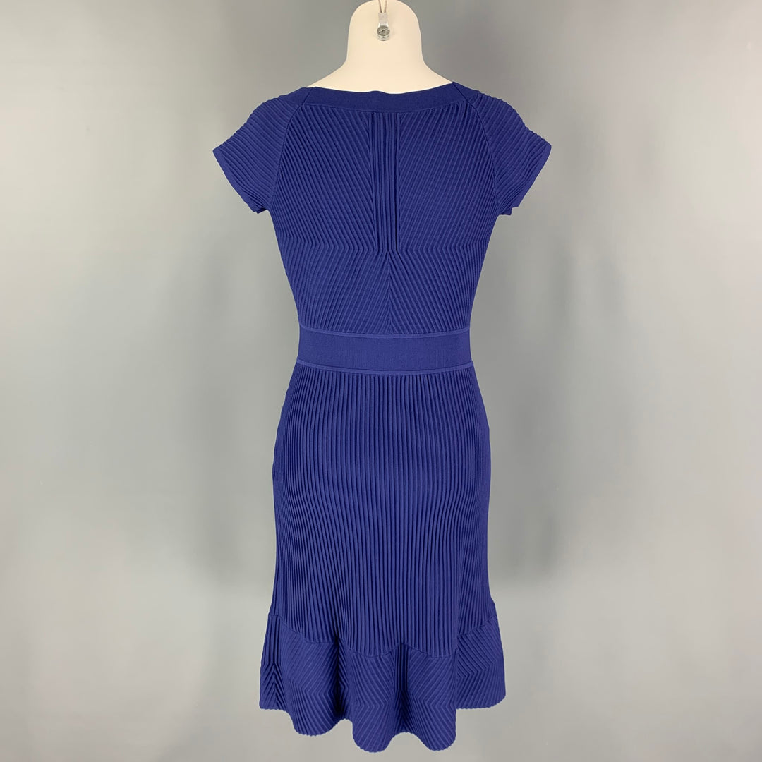 ARMANI COLLEZIONI Size 8 Blue Viscose Blend Ribbed Cap Sleeves Dress – Sui  Generis Designer Consignment