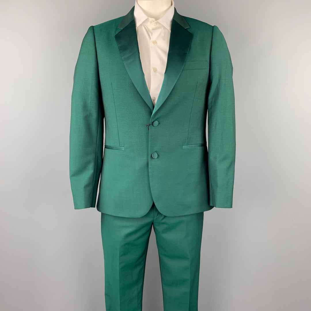 PAUL SMITH Soho Fit Size 40 Regular Green Wool / Mohair Notch Lapel Tuxedo Suit