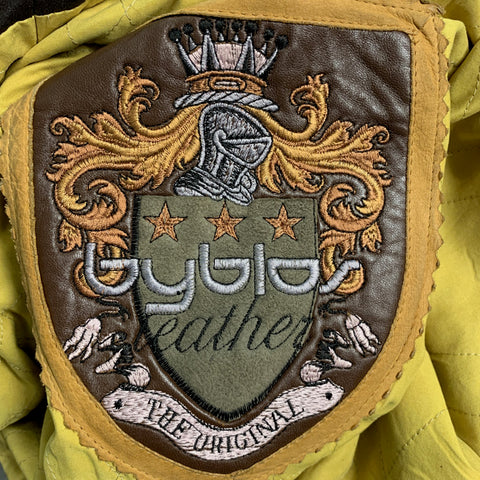 BYBLOS Taille 46 Veste en cuir massif marron Zip &amp; Snaps