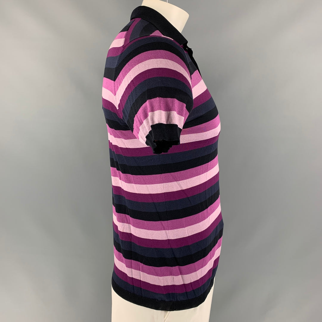 PRADA Size 40 Purple Black Stripe Polo
