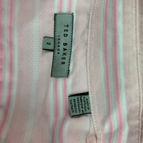 TED BAKER Size M Pink Stripe Cotton Button Up Long Sleeve Shirt