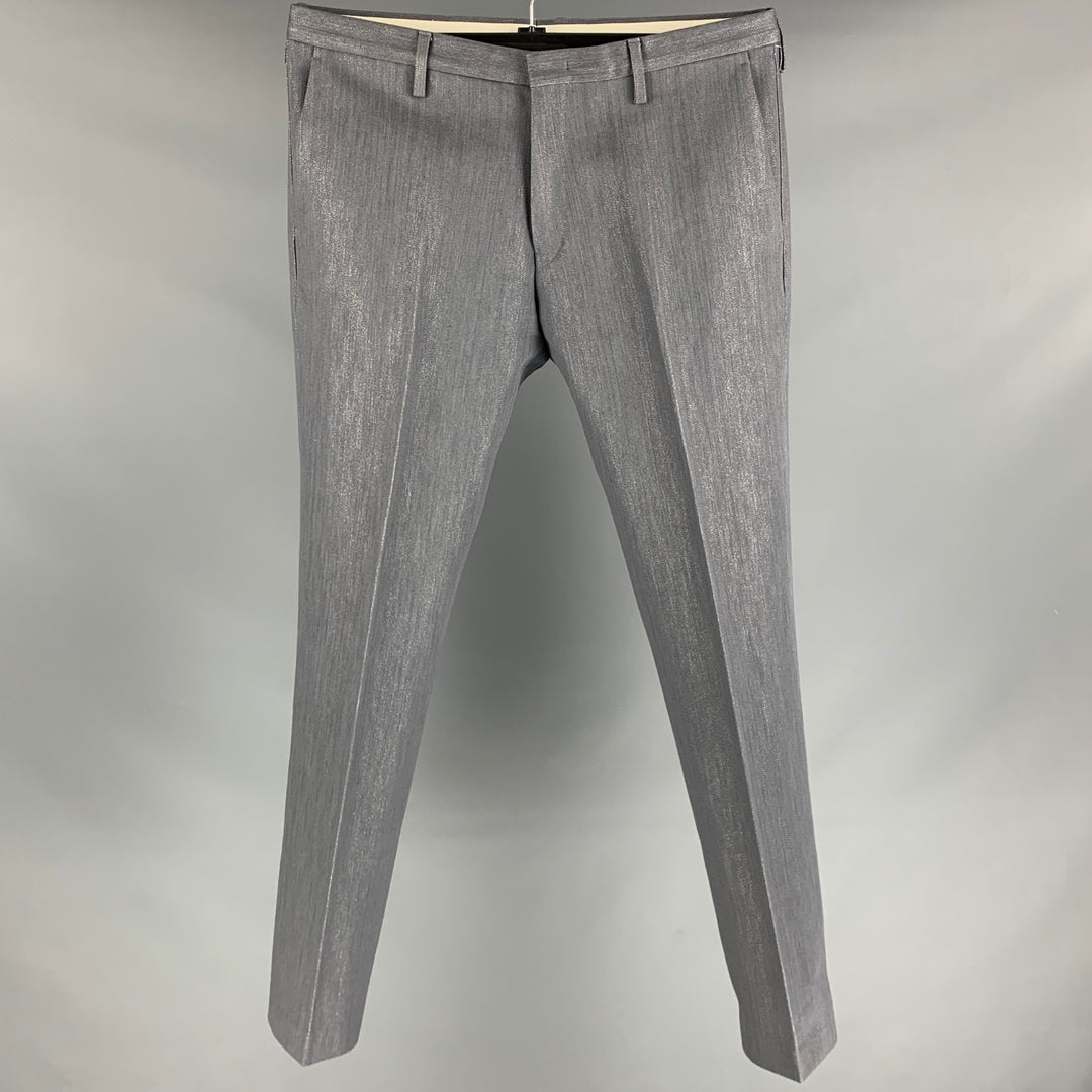 PAUL SMITH Size 34 Silver Metallic Cotton / Rayon Zip Fly Dress Pants