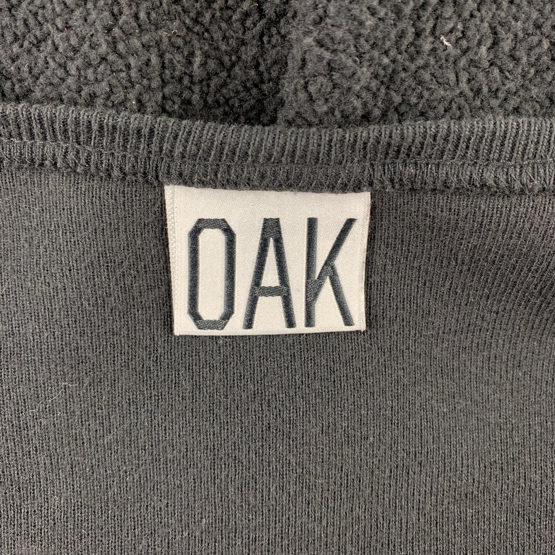 OAK XL Black Textured Cotton Blend Long Boat Neck Pullover