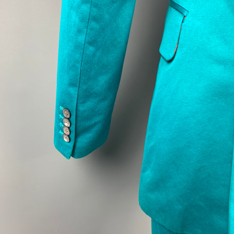 OZWALD BOATENG Size 38 Aqua Cotton Notch Lapel Suit