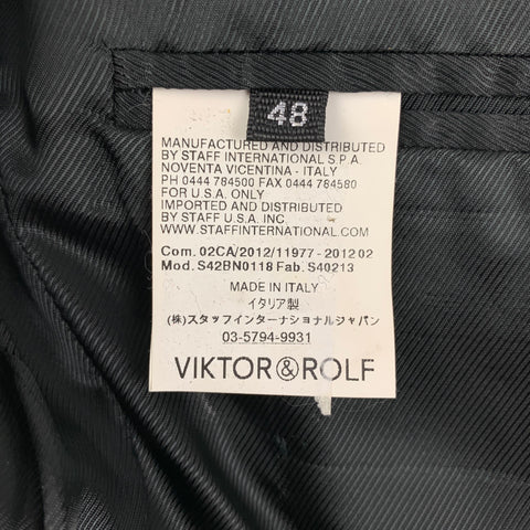 VIKTOR & ROLF Size 38 Black Ruched Polyester Blend Shawl Collar Sport Coat