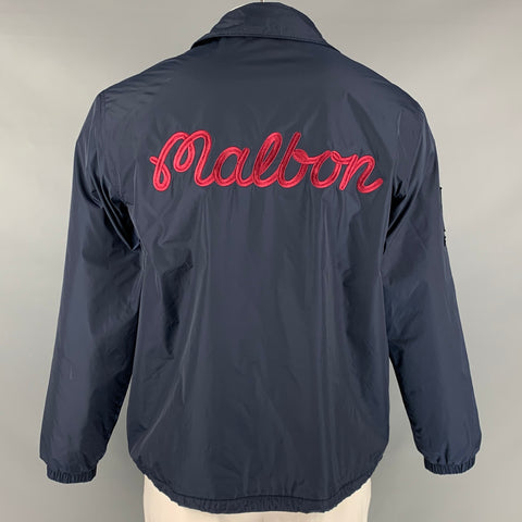 MALBON Size L Navy White Red Embroidery Nylon Windbreaker Jacket