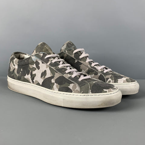 COMMON PROJECTS Size 10 Grey Camouflage Suede Low Top Achilles Sneakers