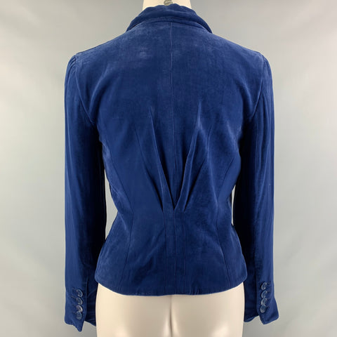 EMPORIO ARMANI Size 6 Blue Viscose & Silk Solid Blazer