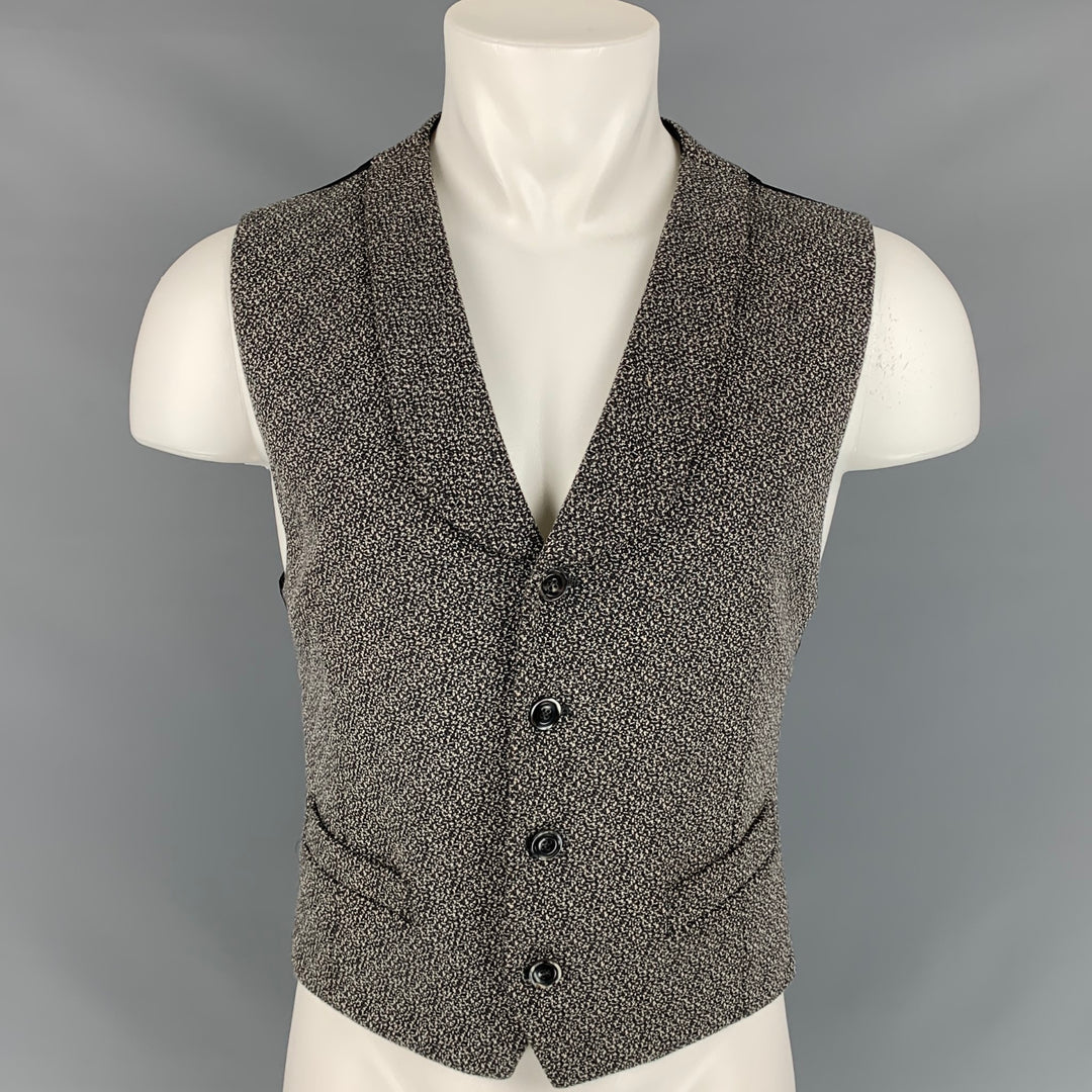 GIORGIO ARMANI Size S Grey & Black Heather Wool Shawl Collar Vest