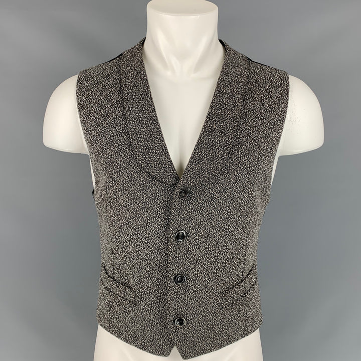 GIORGIO ARMANI Size S Grey & Black Heather Wool Shawl Collar Vest