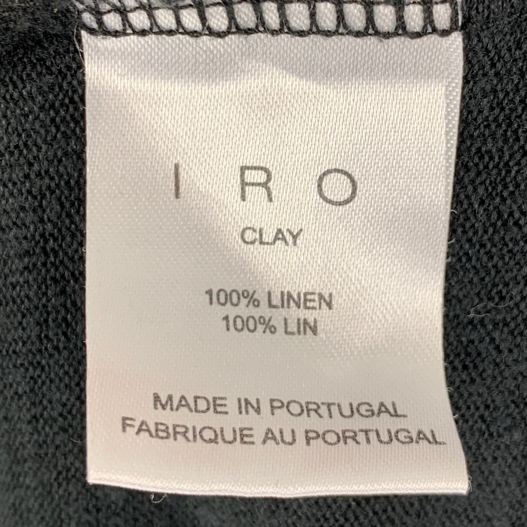 IRO Size S Black Distressed Linen Crew-Neck T-shirt