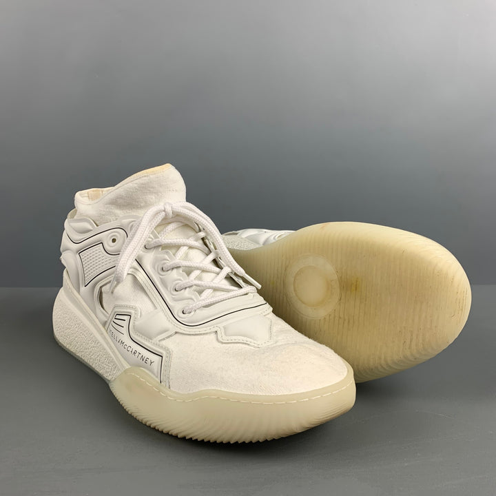 STELLA McCARTNEY Size 11 White Black Contrast Trim Rubber Wedge Sneakers