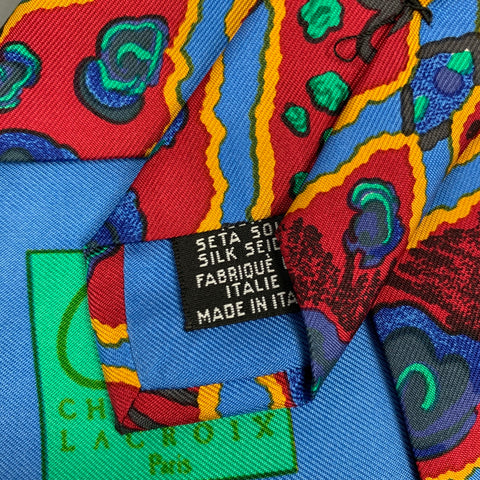 CHRISTIAN LACROIX Red & Blue Silk Tie