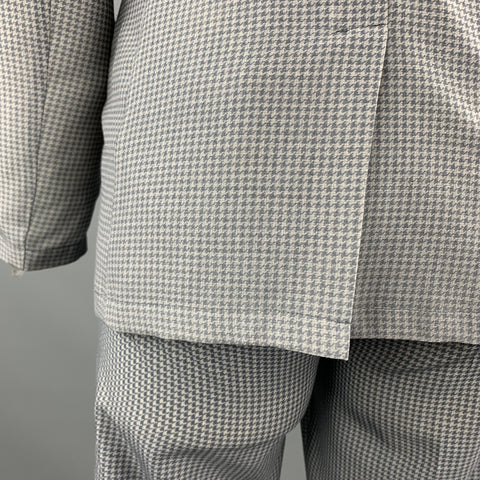 EMPORIO ARMANI Grey Houndstooth Size 36 Wool Double Breasted Suit