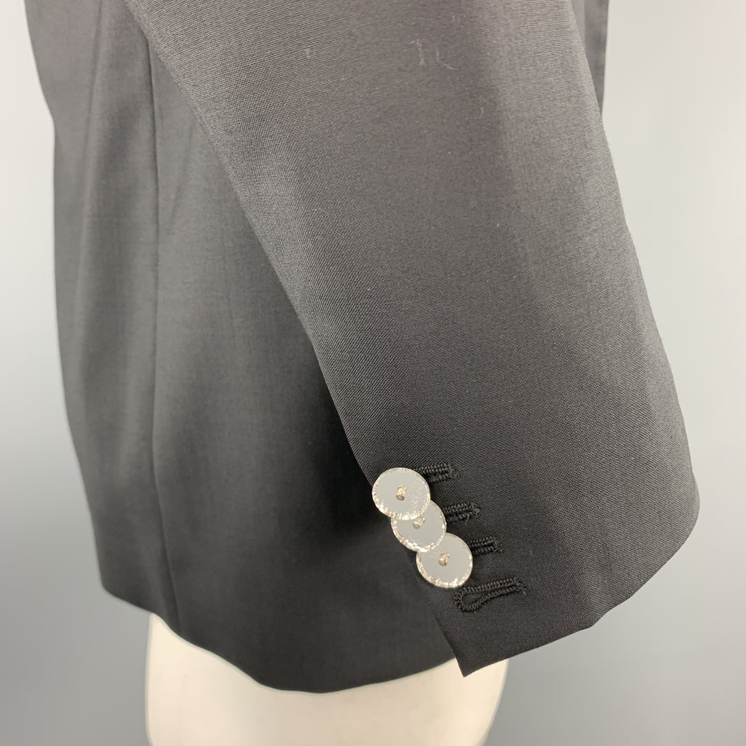 VIKTOR & ROLF Size 40 Black Wool Satin Peak Lapel Mirror Button Tuxedo Jacket