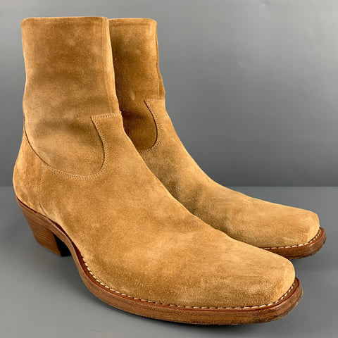 CALVIN KLEIN 205W39NYC Size 12 Tan Leather Side Zipper Boots
