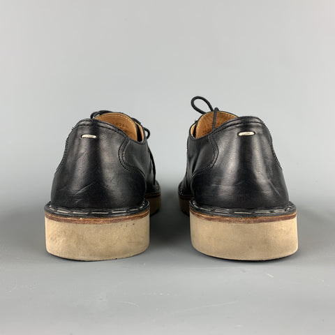 MAISON MARTIN MARGIELA Size 11 Black Leather Crepe Sole Lace Up