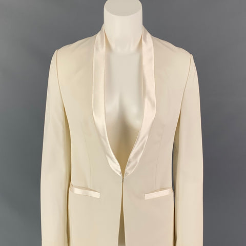 PORTS 1961 Size 0 Cream Wool Satin Trim Tuxedo Blazer