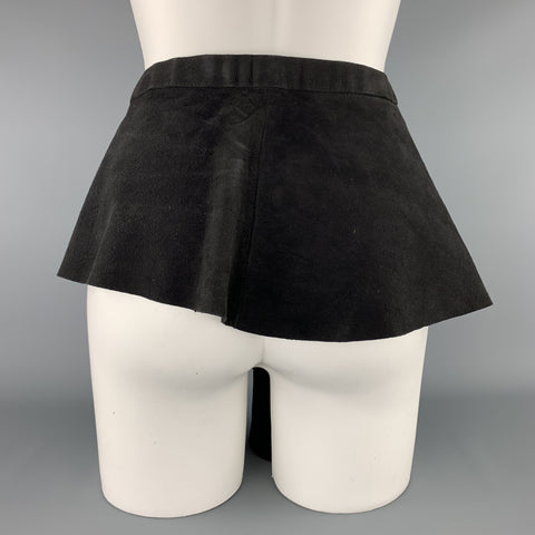 CHLOE Vintage Black Suede Ruffle Peplum Waist Belt