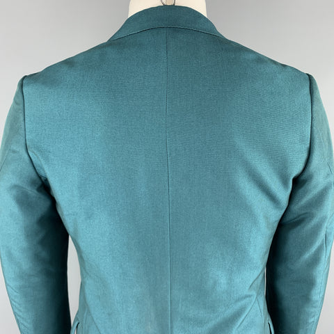 MARNI Size 38 Teal Wool Notch Lapel Sport Coat