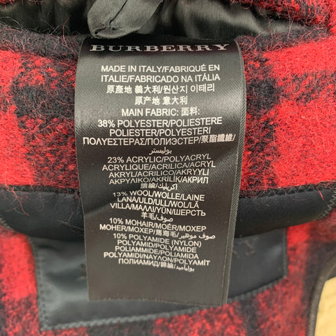 BURBERRY PRORSUM Fall 2011 Size 38 Red & Black Buffalo Plaid Polyester / Wool Peacoat