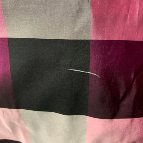 BALMAIN Size 6 Pink, Purple, Black & Grey Silk Checkered Pleated Long Skirt