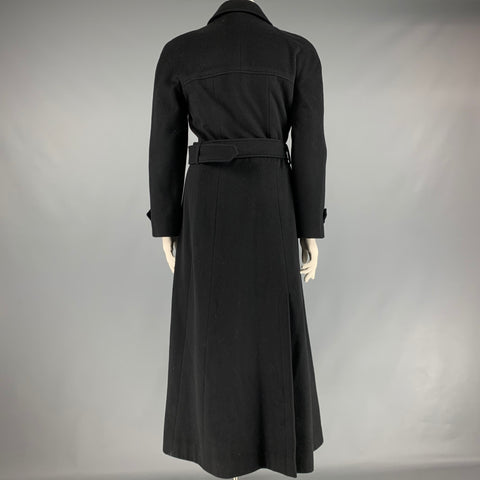 CHANEL Size 10 Black Cashmere Single Breasted Coat