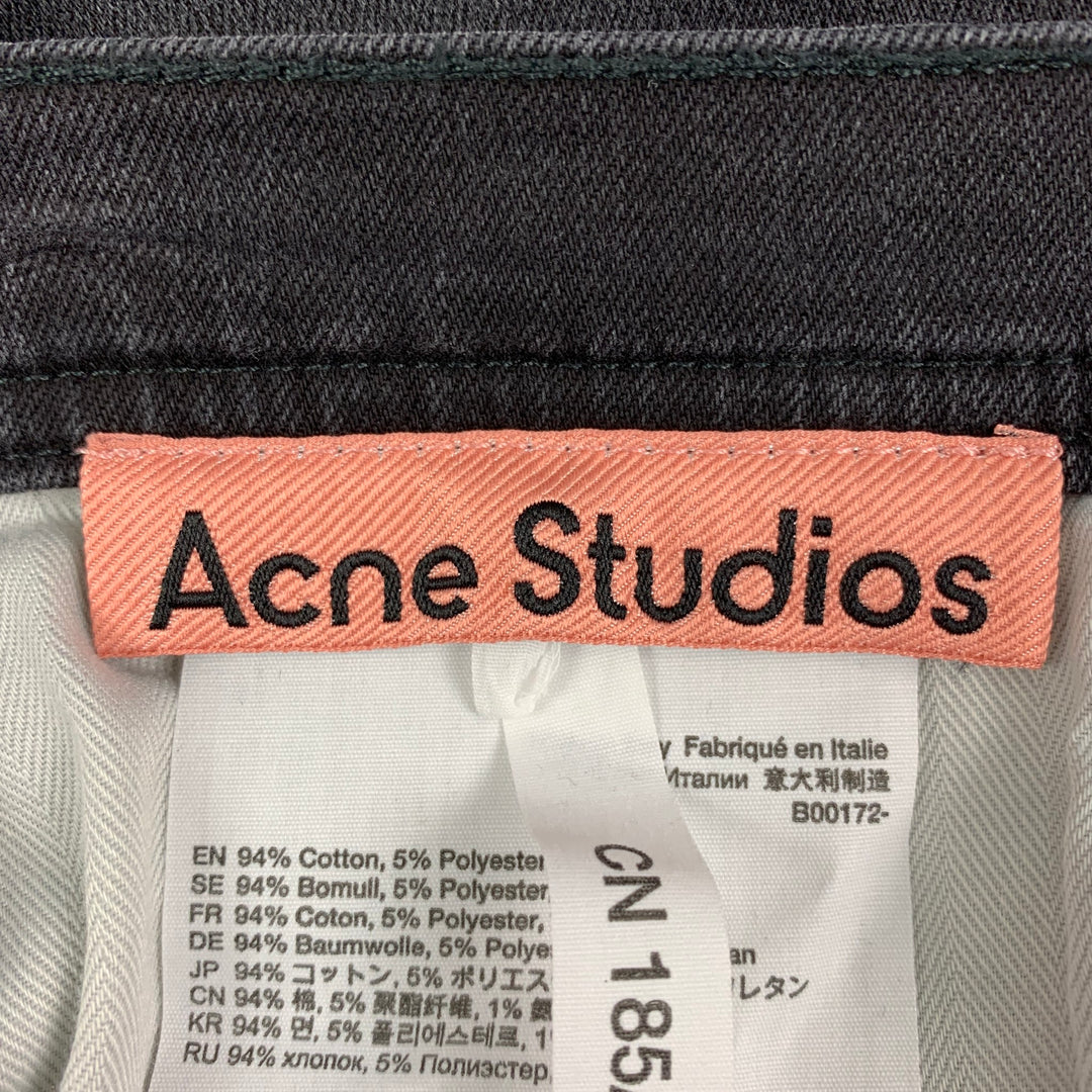 ACNE STUDIOS Size 30 Grey Distressed Cotton Blend Jeans