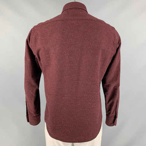 TAYLOR STITCH Size L Burgundy Heather Cotton Patch Pockets Long Sleeve Shirt