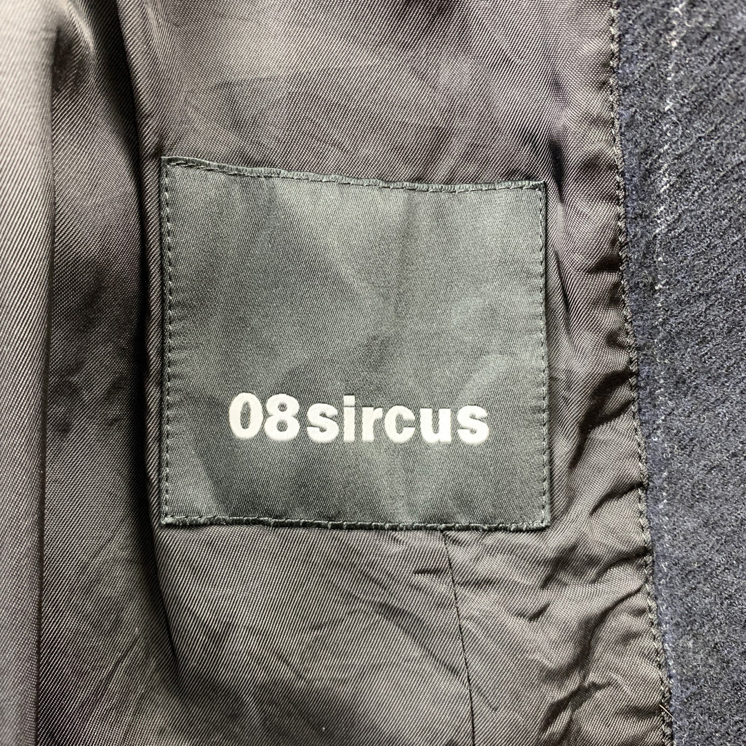 08SIRCUS Size 38 Navy Chalkstripe Wool Notch Lapel Jacket