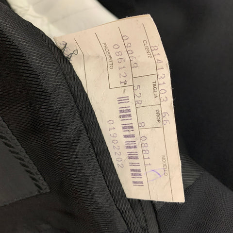 PRADA Size 42 Regular Black Virgin Wool Blend Notch Lapel Suit