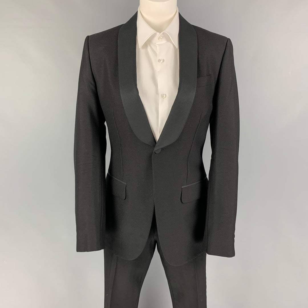 GUCCI par TOM FORD Taille 36 Costume de smoking en laine noire Mohair Notch revers