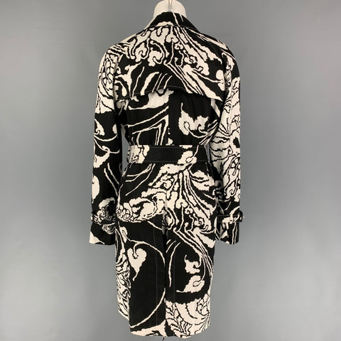 GUCCI Taille 6 Manteau à double boutonnage en coton abstrait noir blanc