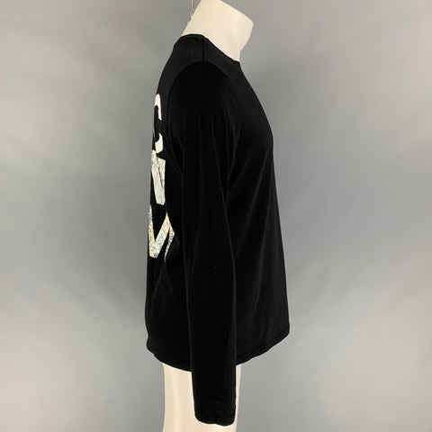 A.P.C. Size L Black & Silver Logo Cotton Long Sleeve T-shirt