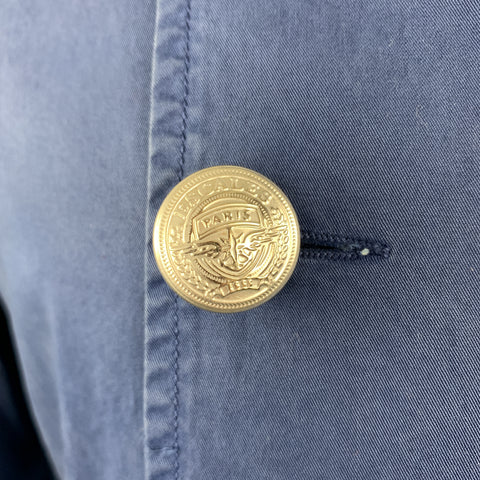 ESCALES Size M Blue Cotton Double Breasted Embossed Buttons Jacket