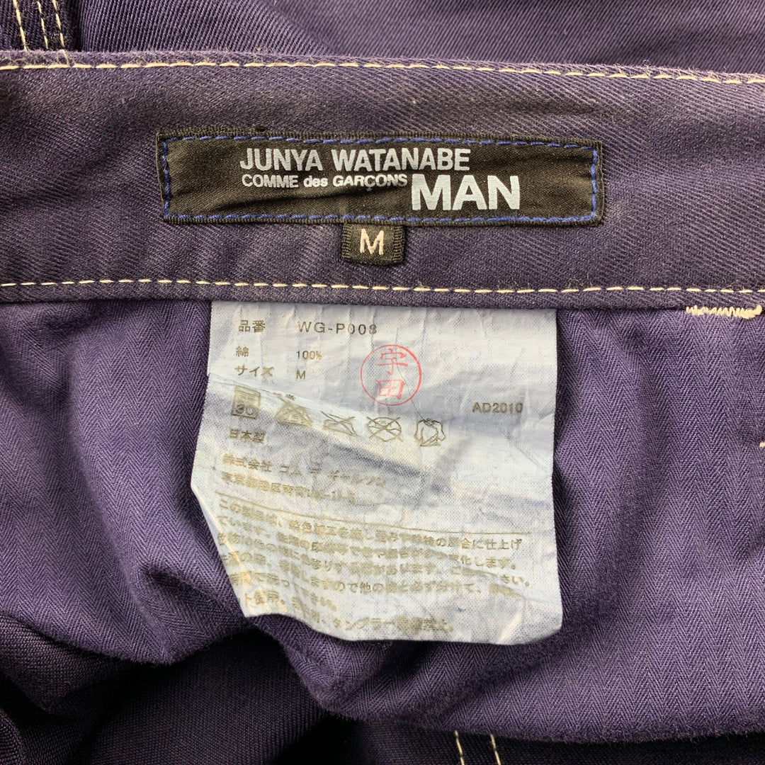 JUNYA WATANABE Size M Navy Contrast Stitch Cotton Straight Casual Pants