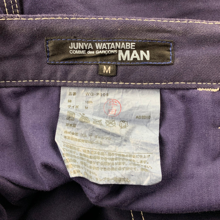 JUNYA WATANABE Taille M Pantalon décontracté droit en coton à points contrastés bleu marine