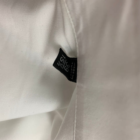 ERMENEGILDO ZEGNA Size L White Cotton Tuxedo Long Sleeve Shirt