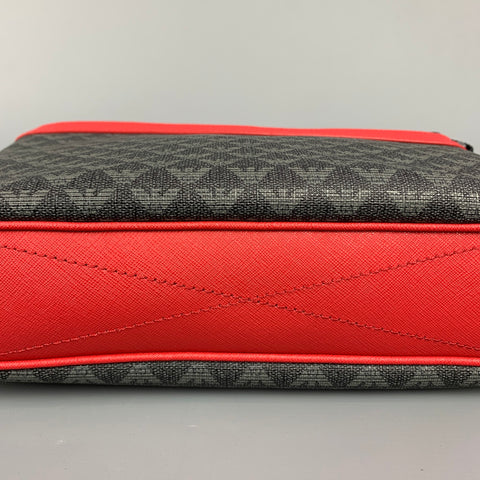 EMPORIO ARMANI Charcoal & Grey Monogram Canvas Cross Body Bag