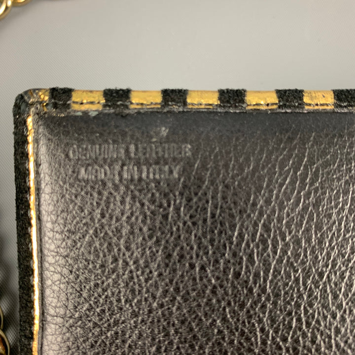 VIVIENNE WESTWOOD Gold Black Stripe Leather Wallet Handbag