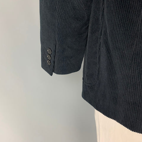 CALVIN KLEIN COLLECTION Size 44 Black Corduroy Cotton Sport Coat
